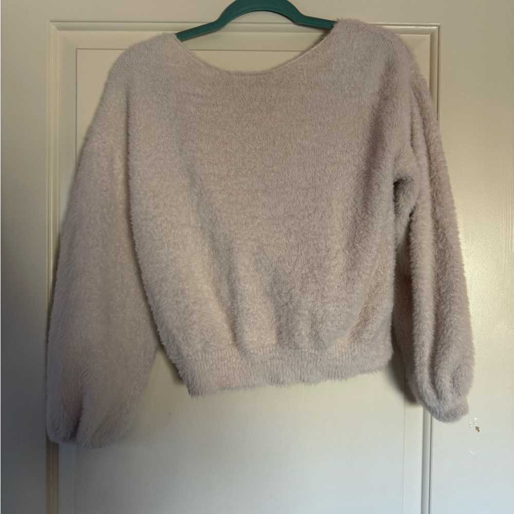 Forever 21 Soft Off White Twist Open Back Sweater